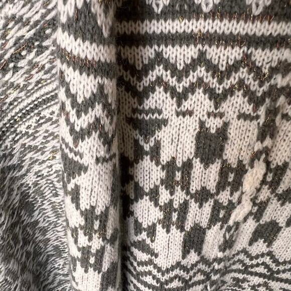 Knox Rose Sweater Womens Size XL Gray & White Aztec Geometric Poncho Cardigan - Picture 7 of 14